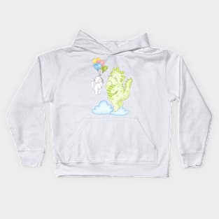 Cat meets with cute dragon Kids Hoodie